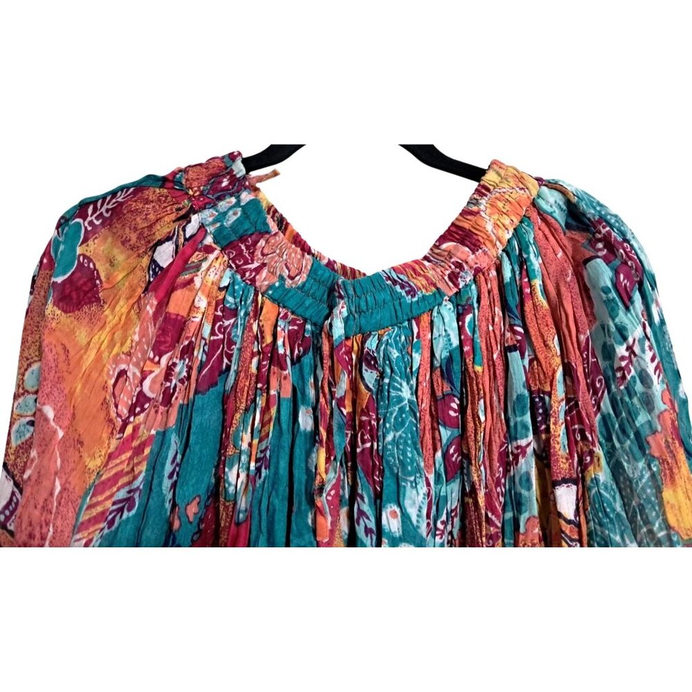 Bohemian Multi-Color Floral Print Skirt Elastic Waist One Size By Silver Stream - Picture 5 of 8